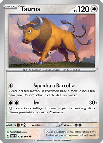 Tauros 128/165 - ITA - Near Mint - Scarlatto e Violetto - 151 - Carta Pokemon