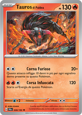 Tauros di Paldea 028/193 Reverse Holo - ITA - Near Mint - Scarlatto e Violetto - Evoluzioni a Paldea - Carta Pokemon