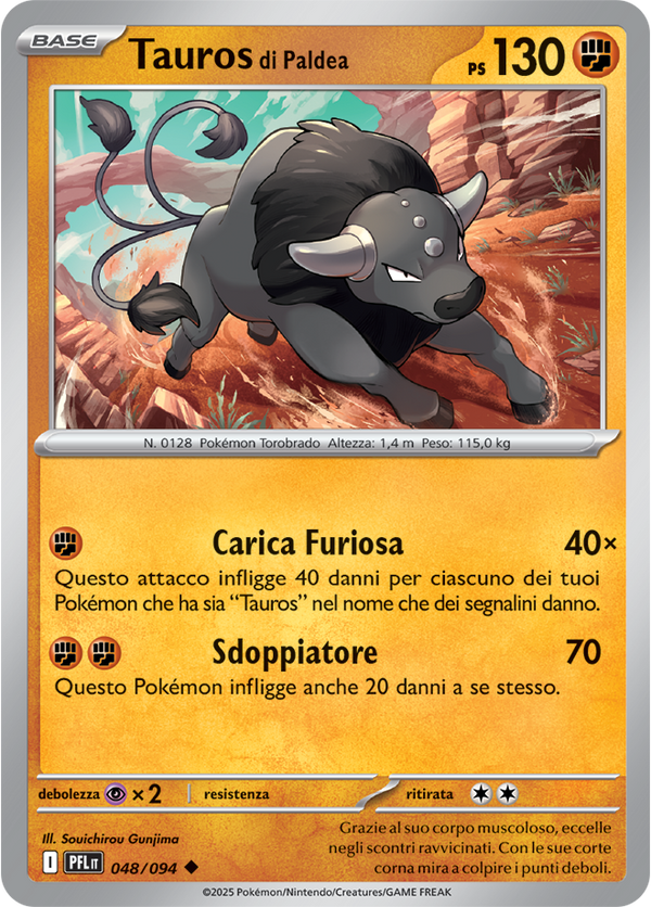 Tauros di Paldea PFL 048/094 Reverse Holo - ITA - Near Mint - Megaevoluzione - Fiamme Spettrali - Carta Pokemon