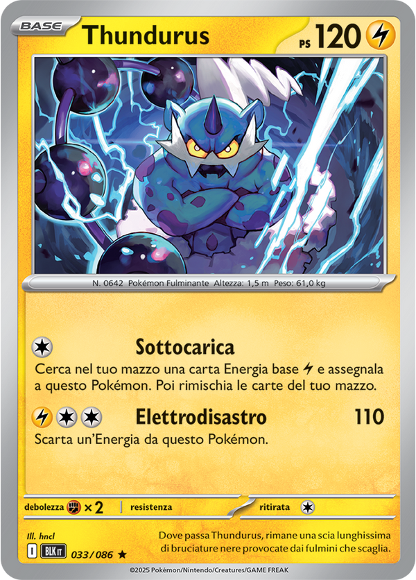 126Thundurus BLK 033/086 Reverse Holo Master Ball - ITA - Near Mint - Scarlatto e Violetto - Luce Nera - Carta Pokemon