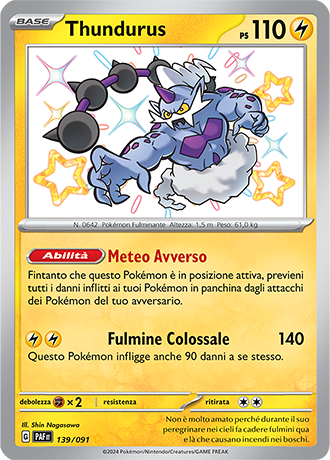 Thundurus Shiny 139/091 - ITA - Near Mint - Scarlatto e Violetto - Destino di Paldea - Carta Pokemon
