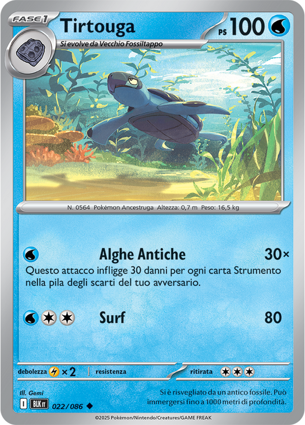 082Tirtouga BLK 022/086 - ITA - Near Mint - Scarlatto e Violetto - Luce Nera - Carta Pokemon