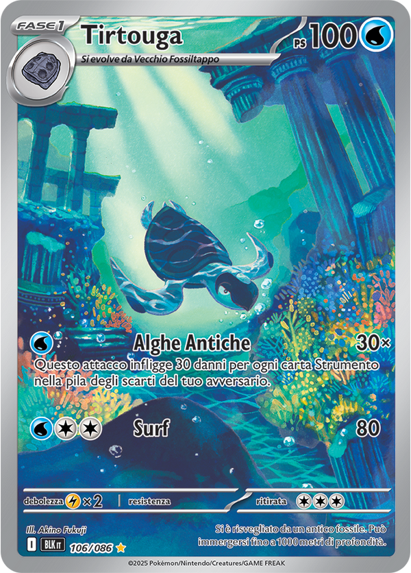 338Tirtouga BLK 106/086 - ITA - Near Mint - Scarlatto e Violetto - Luce Nera - Carta Pokemon