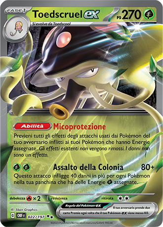 Toedscruel-ex 022/197 - ITA - Near Mint - Scarlatto e Violetto - Ossidiana Infuocata - Carta Pokemon
