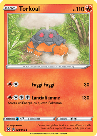 Torkoal 023/196 Reverse Holo - ITA - Near Mint - Spada e Scudo - Origine Perduta - Carta Pokemon