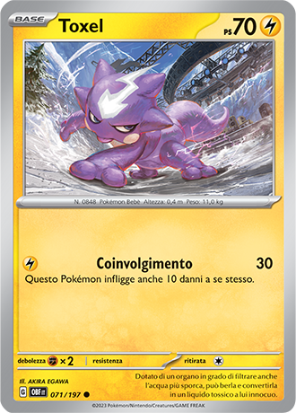 Toxel 071/197 Reverse Holo - ITA - Near Mint - Scarlatto e Violetto - Ossidiana Infuocata - Carta Pokemon