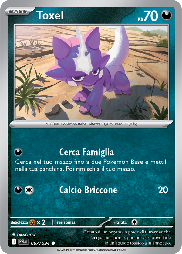 Toxel PFL 067/094 - ITA - Near Mint - Megaevoluzione - Fiamme Spettrali - Carta Pokemon