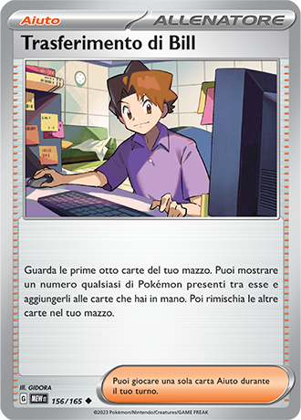 Trasferimento di Bill 156/165 Reverse Holo - ITA - Near Mint - Scarlatto e Violetto - 151 - Carta Pokemon