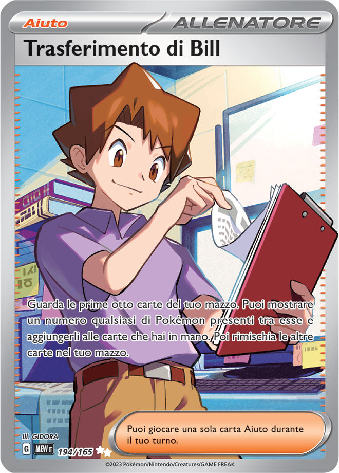 Trasferimento di Bill 194/165 Full Art - ITA - Near Mint - Scarlatto e Violetto - 151 - Carta Pokemon