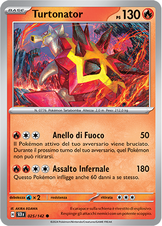 Turtonator 025/142 Reverse Holo - ITA - Near Mint - Scarlatto e Violetto - Corona Astrale - Carta Pokemon