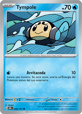 Tympole 050/197 Reverse Holo - ITA - Near Mint - Scarlatto e Violetto - Ossidiana Infuocata - Carta Pokemon
