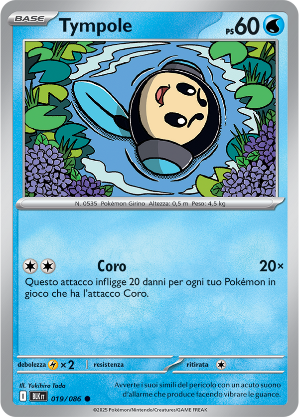 071Tympole BLK 019/086 Reverse Holo - ITA - Near Mint - Scarlatto e Violetto - Luce Nera - Carta Pokemon