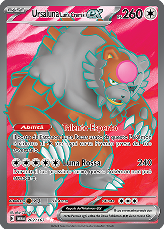 Ursaluna Luna Cremisi-ex 202/167 Full Art Ultra Rara - ITA - Near Mint - Scarlatto e Violetto - Crepuscolo Mascherato - Carta Pokemon