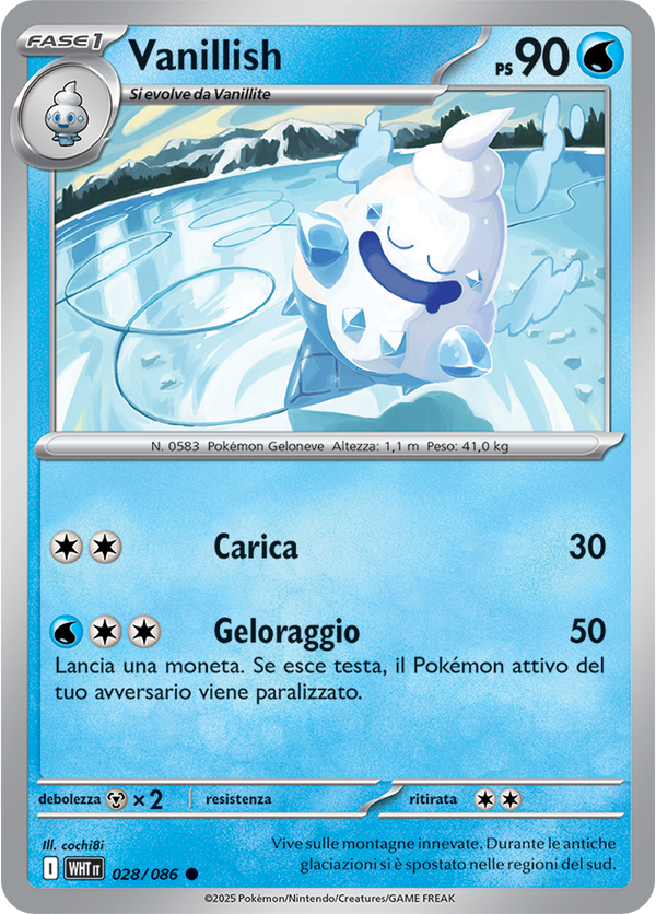 Vanillish WHT 028/086 Reverse Holo Master Ball - ITA - Near Mint - Scarlatto e Violetto - Fuoco Bianco - Carta Pokemon