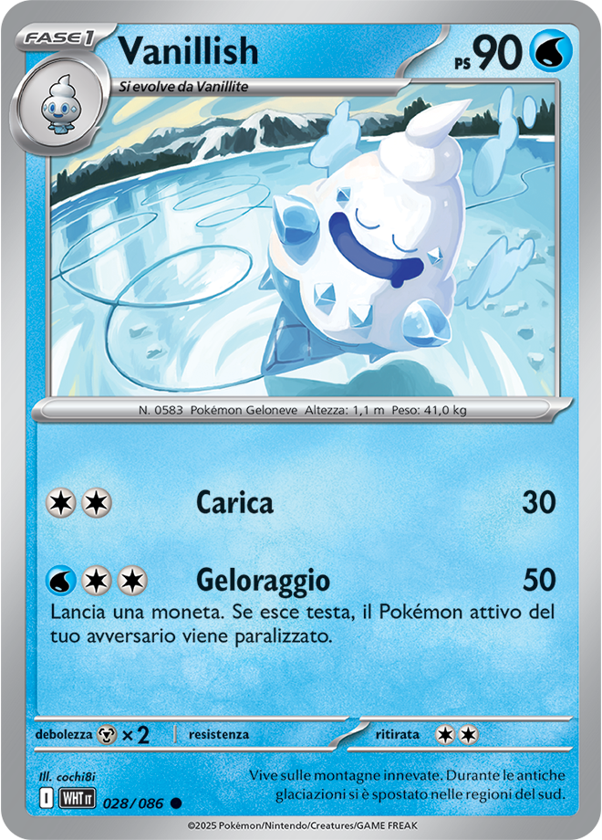 Vanillish WHT 028/086 Reverse Holo Master Ball - ITA - Near Mint - Scarlatto e Violetto - Fuoco Bianco - Carta Pokemon
