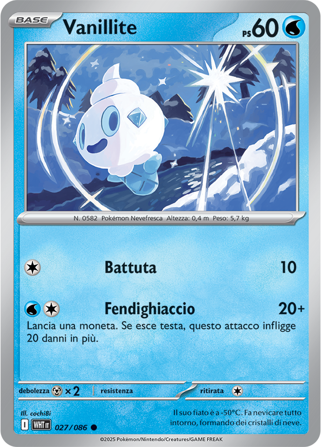 Vanillite WHT 027/086 Reverse Holo - ITA - Near Mint - Scarlatto e Violetto - Fuoco Bianco - Carta Pokemon