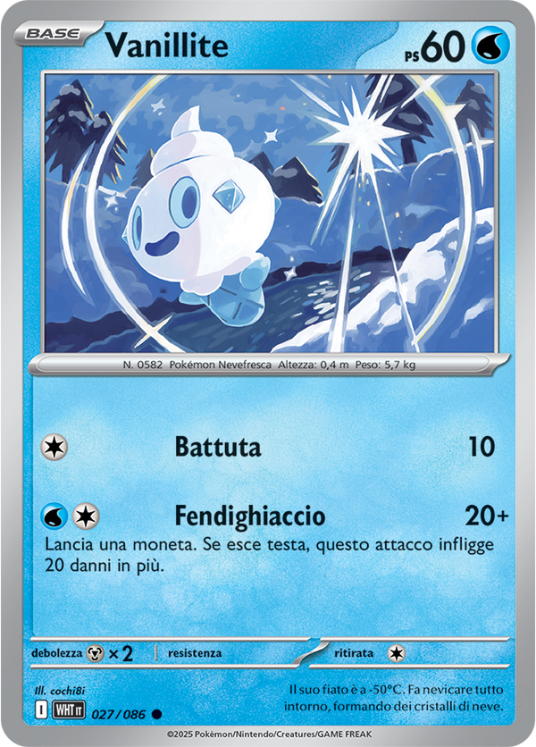 Vanillite WHT 027/086 Reverse Holo Master Ball - ITA - Near Mint - Scarlatto e Violetto - Fuoco Bianco - Carta Pokemon
