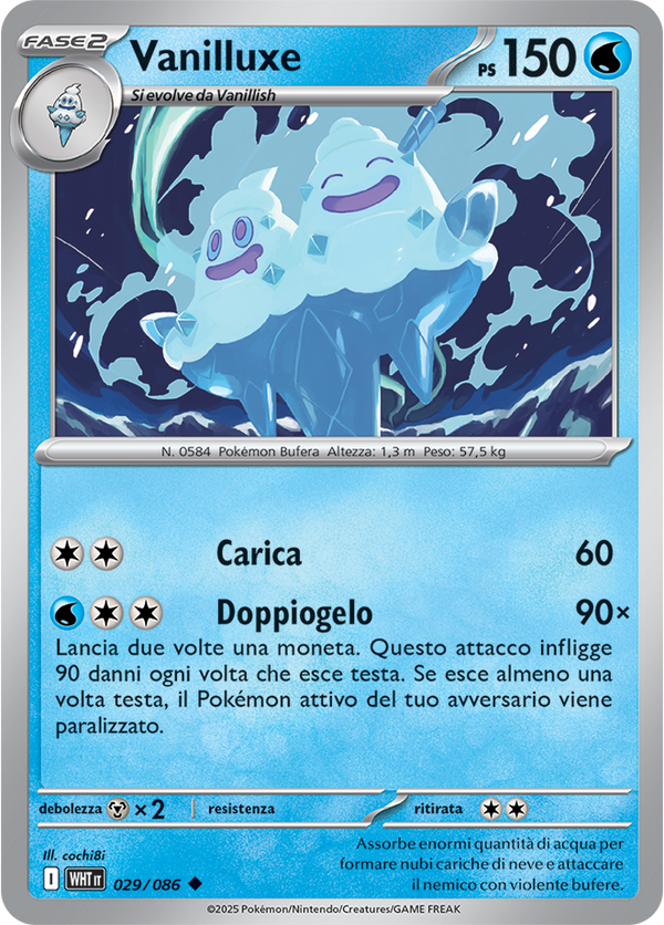 Vanilluxe WHT 029/086 Reverse Holo Master Ball - ITA - Near Mint - Scarlatto e Violetto - Fuoco Bianco - Carta Pokemon