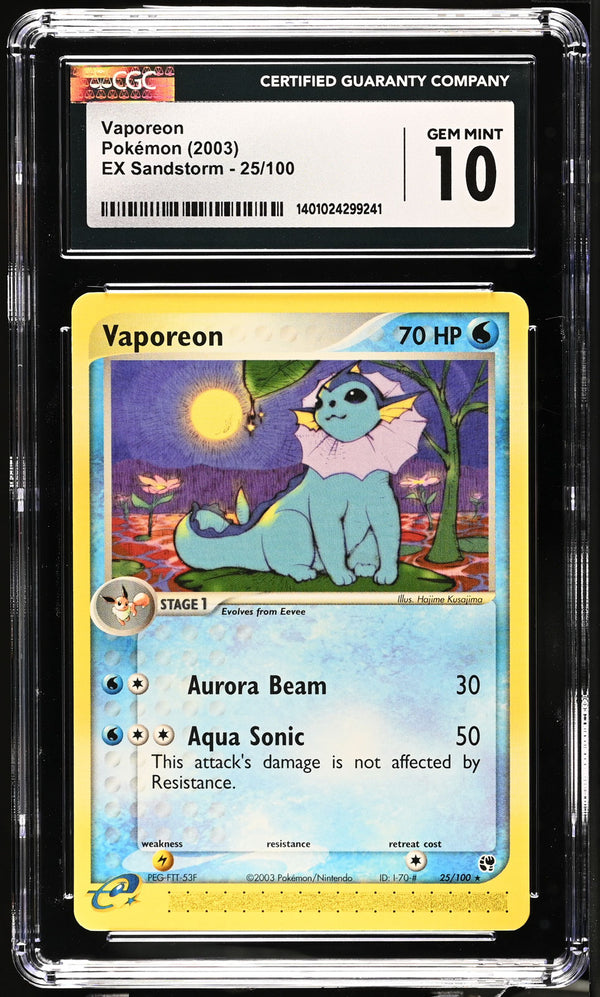 Vaporeon 025/100 - ENG - Gem Mint -  Gradata CGC 10 - EX - Tempesta di Sabbia - Carta Pokemon