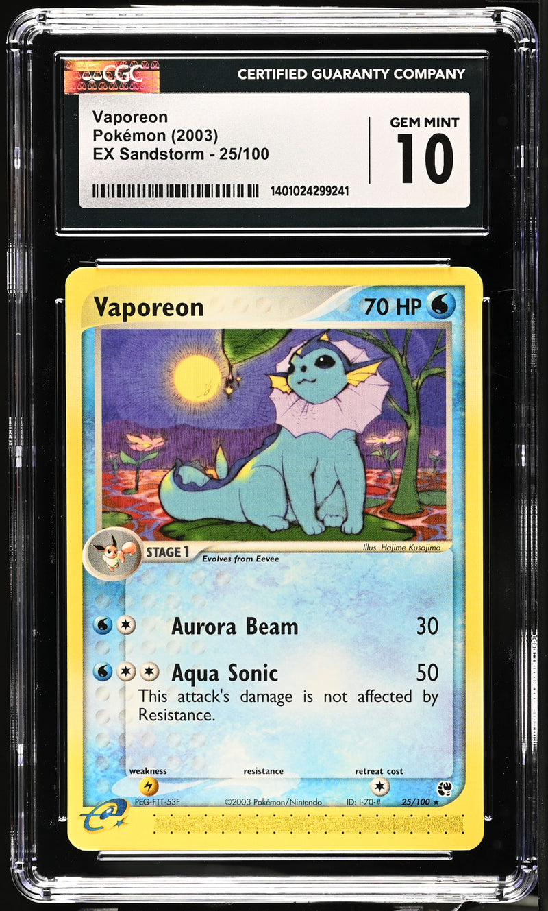 Vaporeon 025/100 - ENG - Gem Mint -  Gradata CGC 10 - EX - Tempesta di Sabbia - Carta Pokemon