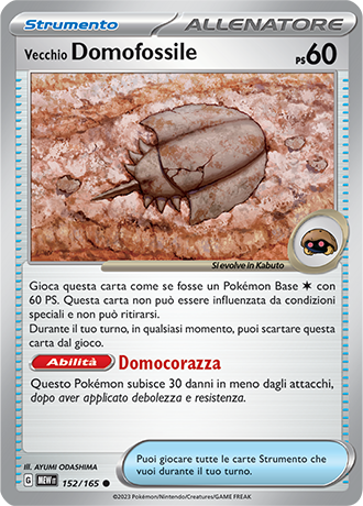 Vecchio Domofossile 152/165 - ITA - Near Mint - Scarlatto e Violetto - 151 - Carta Pokemon
