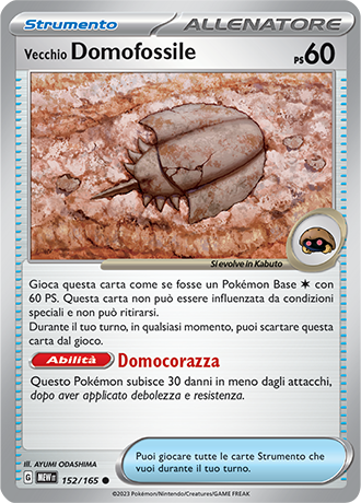 Vecchio Domofossile 152/165 - ITA - Mint - Scarlatto e Violetto - 151 - Carta Pokemon
