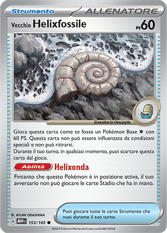 Vecchio Helixfossile 153/165 Reverse Holo - ITA - Mint - Scarlatto e Violetto - 151 - Carta Pokemon
