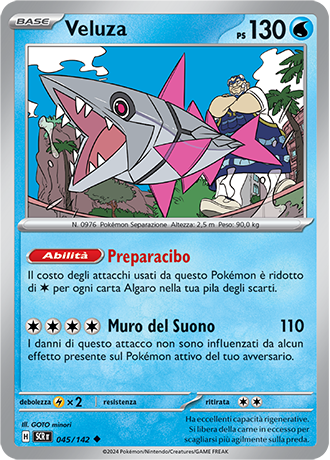 Veluza 045/142 Reverse Holo - ITA - Near Mint - Scarlatto e Violetto - Corona Astrale - Carta Pokemon