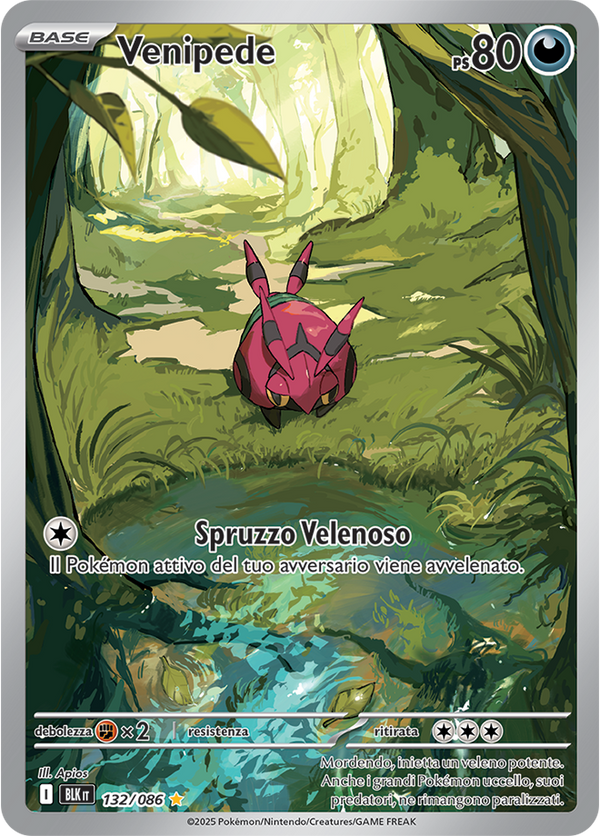 364Venipede BLK 132/086 - ITA - Near Mint - Scarlatto e Violetto - Luce Nera - Carta Pokemon