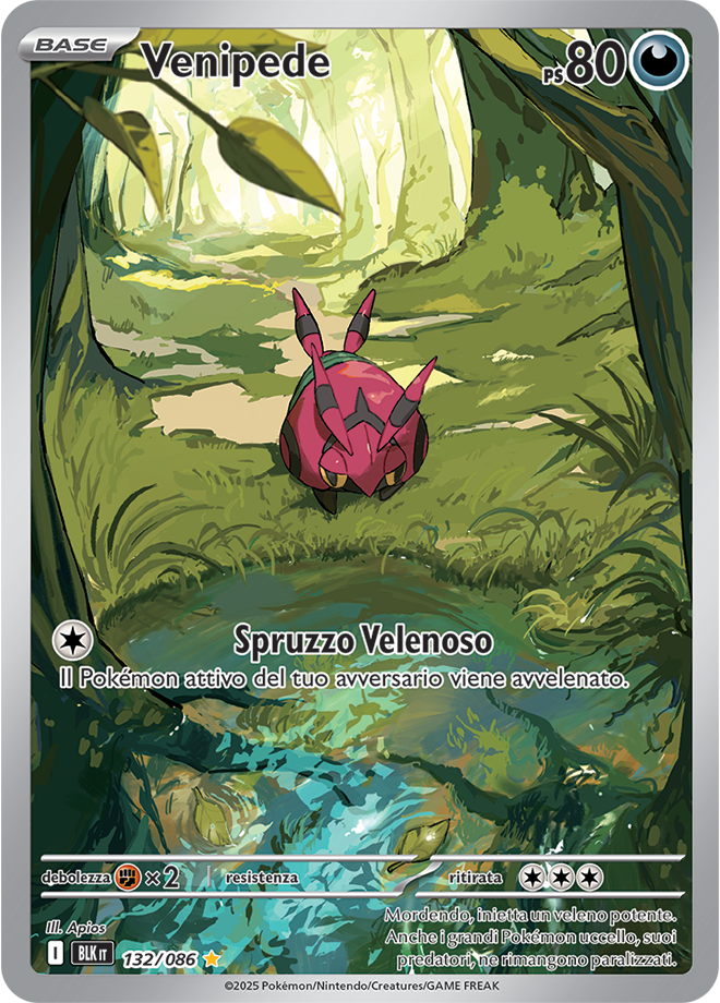 364Venipede BLK 132/086 - ITA - Near Mint - Scarlatto e Violetto - Luce Nera - Carta Pokemon