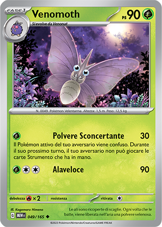 Venomoth 049/165 - ITA - Mint - Scarlatto e Violetto - 151 - Carta Pokemon