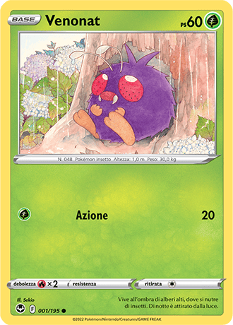 Venonat 001/195 Reverse Holo - ITA - Near Mint - Spada e Scudo - Tempesta Argentata - Carta Pokemon
