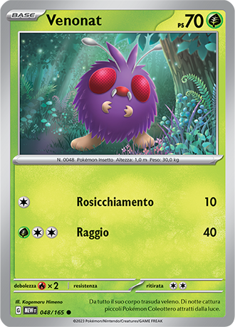 Venonat 048/165 Reverse Holo - ITA - Mint - Scarlatto e Violetto - 151 - Carta Pokemon
