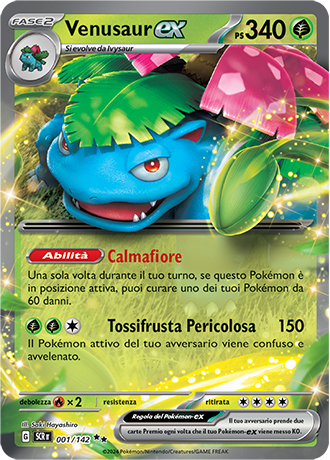 Venusaur-ex 001/142 - ITA - Near Mint - Scarlatto e Violetto - Corona Astrale - Carta Pokemon