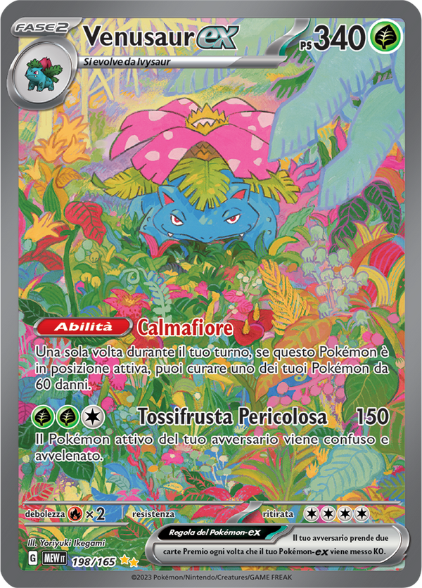 Venusaur EX 198/165 Alternative Art - ITA - Near Mint - Scarlatto e Violetto - 151 - Carta Pokemon