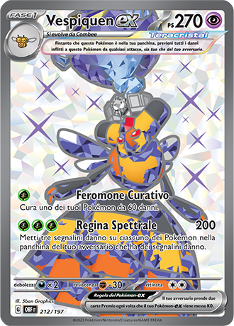 Vespiquen-ex 212/197 Full Art - ITA - Near Mint - Scarlatto e Violetto - Ossidiana Infuocata - Carta Pokemon