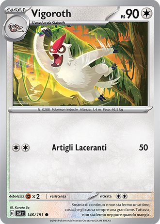 Vigoroth 146/191 Reverse Holo - ITA - Near Mint - Scarlatto e Violetto - Scintille Folgoranti - Carta Pokemon