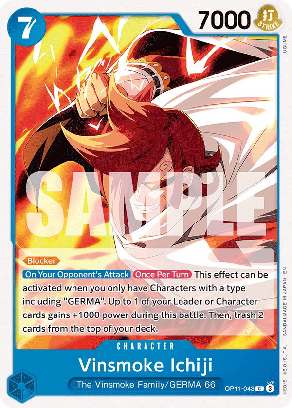 Vinsmoke Ichiji OP11-043 - Character Blu Common - Near Mint - A Fist of Divine Speed - Carta One Piece Card Game