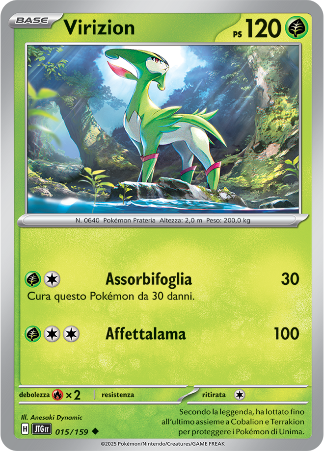 Virizion 015/159 Reverse Holo - ITA - Near Mint - Scarlatto e Violetto - Avventure Insieme - Carta Pokemon