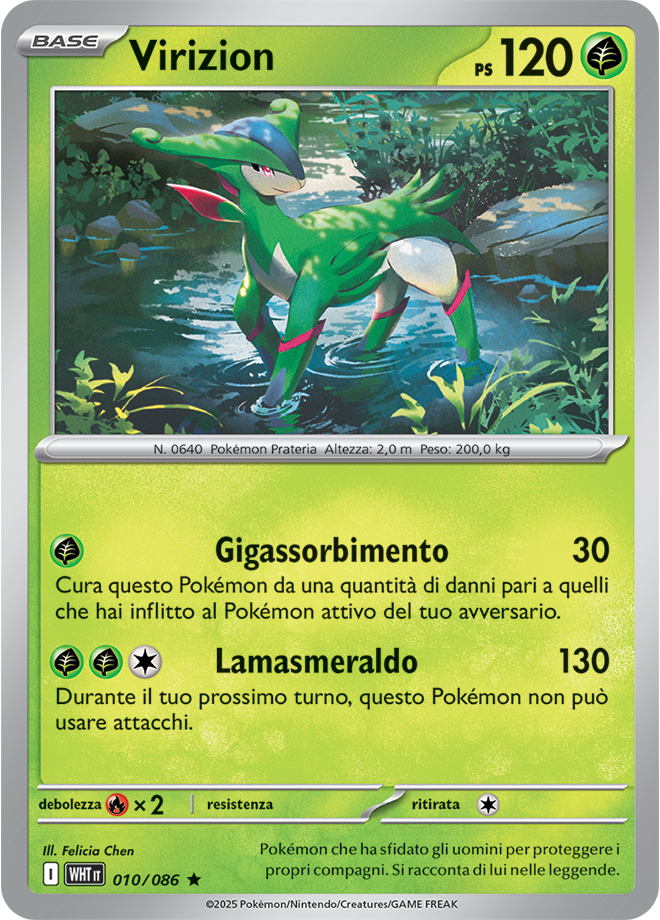 Virizion WHT 010/086 Reverse Holo - ITA - Near Mint - Scarlatto e Violetto - Fuoco Bianco - Carta Pokemon