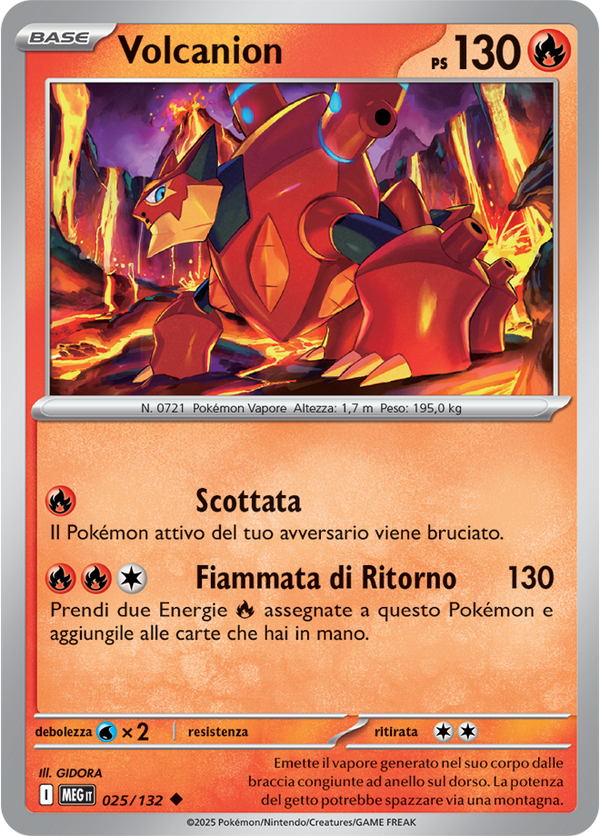 Volcanion MEG 025/132 Reverse Holo - ITA - Near Mint - Megaevoluzione - Carta Pokemon