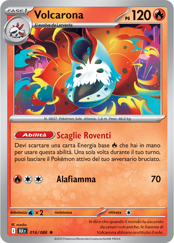 061Volcarona BLK 016/086 Reverse Holo Master Ball - ITA - Near Mint - Scarlatto e Violetto - Luce Nera - Carta Pokemon
