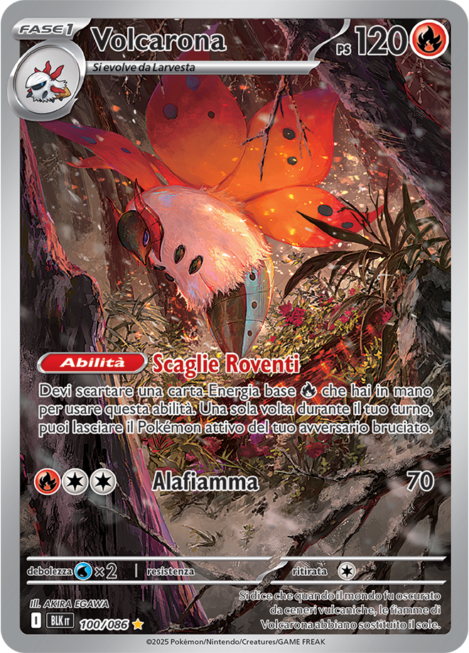 332Volcarona BLK 100/086 - ITA - Near Mint - Scarlatto e Violetto - Luce Nera - Carta Pokemon