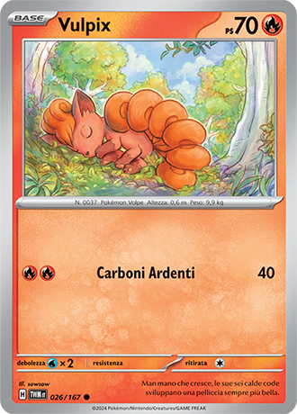 Vulpix 026/167 Reverse Holo Comune - ITA - Near Mint - Scarlatto e Violetto - Crepuscolo Mascherato - Carta Pokemon