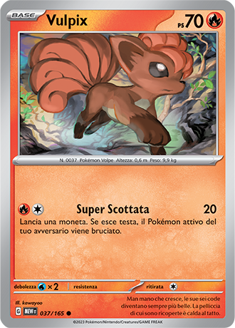 Vulpix 037/165 Reverse Holo - ITA - Near Mint - Scarlatto e Violetto - 151 - Carta Pokemon