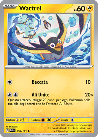 Wattrel 080/193 Reverse Holo - ITA - Near Mint - Scarlatto e Violetto - Evoluzioni a Paldea - Carta Pokemon