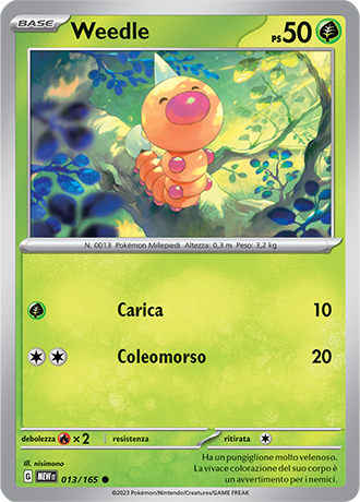 Weedle 013/165 - ITA - Mint - Scarlatto e Violetto - 151 - Carta Pokemon