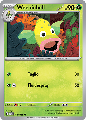 Weepinbell 070/165 - ITA - Near Mint - Scarlatto e Violetto - 151 - Carta Pokemon