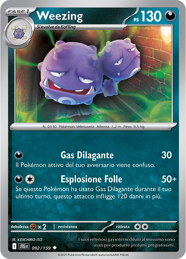 Weezing JTG 092/159 Reverse Holo - ITA - Near Mint - Scarlatto e Violetto - Avventure Insieme - Carta Pokemon