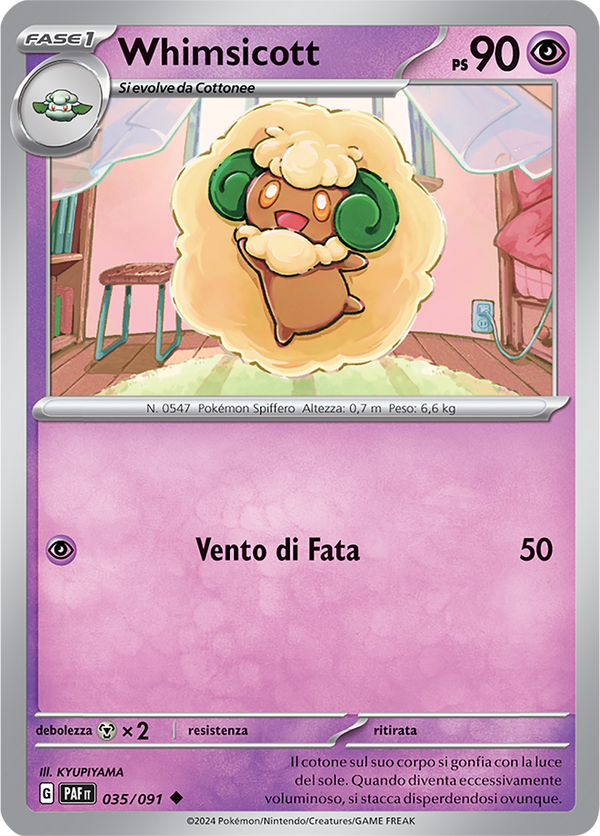 Whimsicott 035/091 - ITA - Near Mint - Scarlatto e Violetto - Destino di Paldea - Carta Pokemon